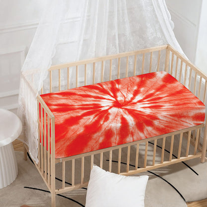 Orange Tie Dye Print Baby Crib Sheet