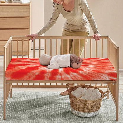 Orange Tie Dye Print Baby Crib Sheet