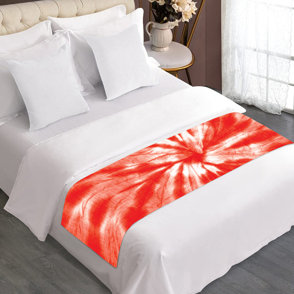 Orange Tie Dye Print Bed Runner