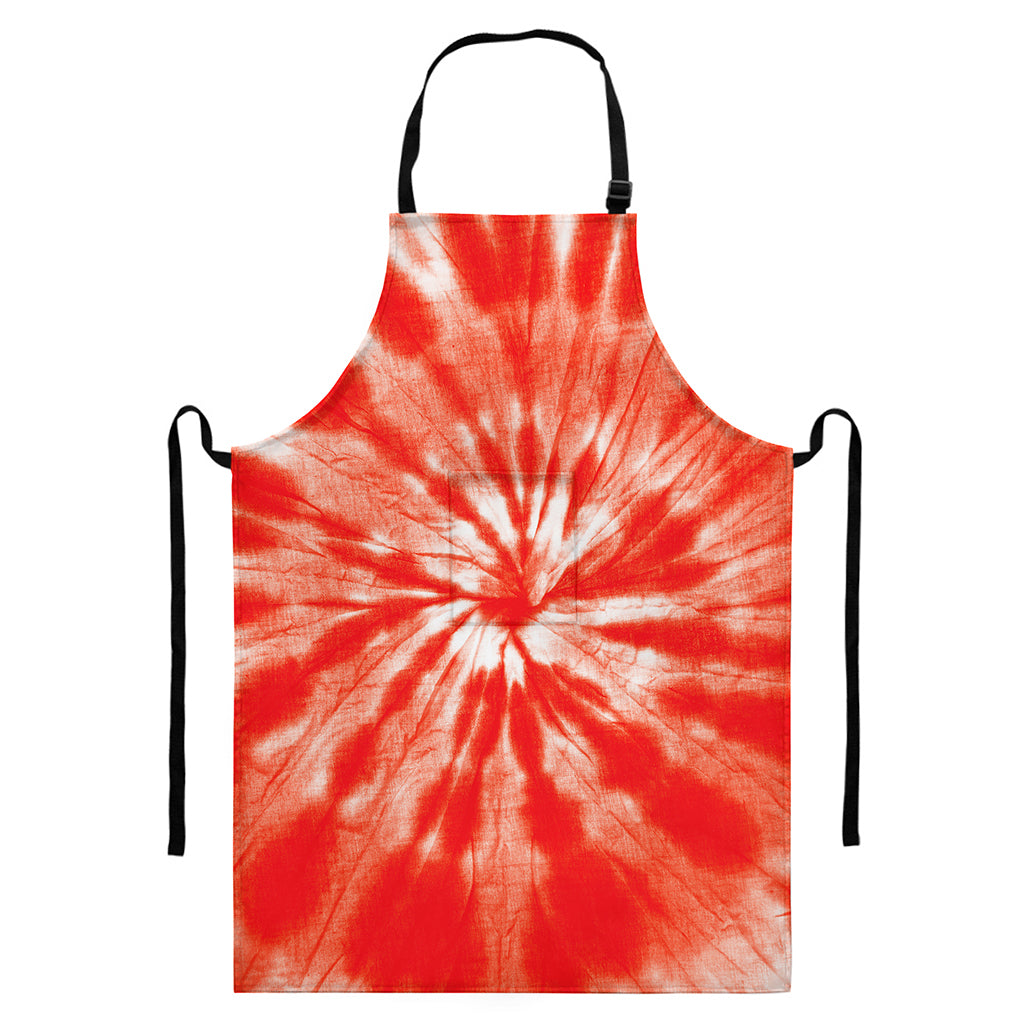 Orange Tie Dye Print Bib Apron With Pocket