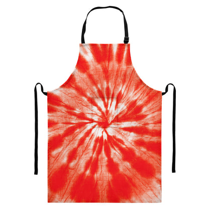 Orange Tie Dye Print Bib Apron With Pocket