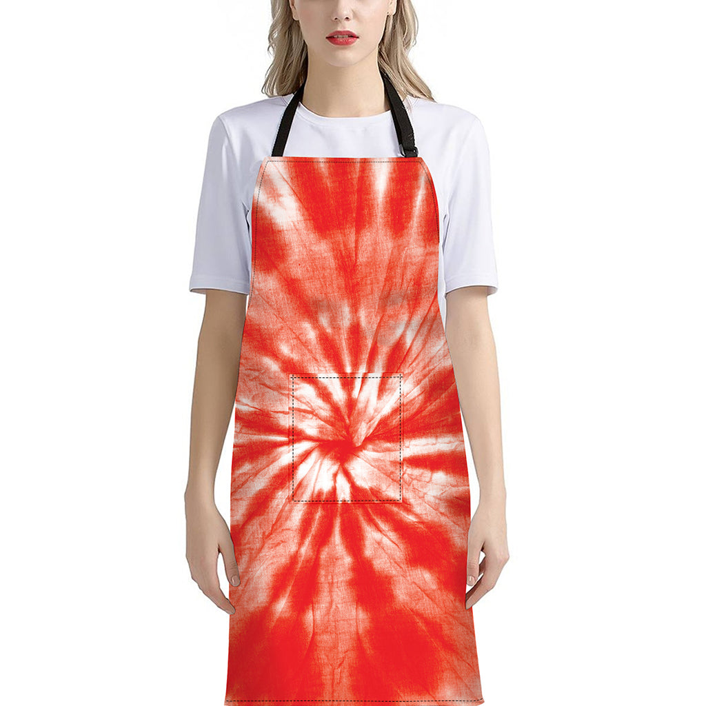Orange Tie Dye Print Bib Apron With Pocket