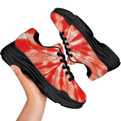 Orange Tie Dye Print Black Chunky Shoes