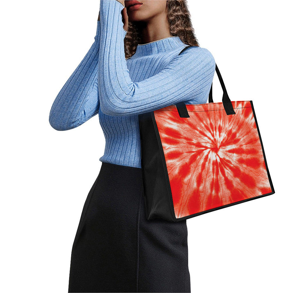 Orange Tie Dye Print Canvas Tote Bag