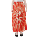 Orange Tie Dye Print Chiffon Maxi Skirt