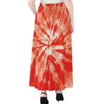 Orange Tie Dye Print Chiffon Maxi Skirt
