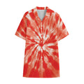 Orange Tie Dye Print Cotton Hawaiian Shirt