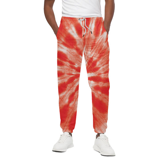 Orange Tie Dye Print Cotton Pants