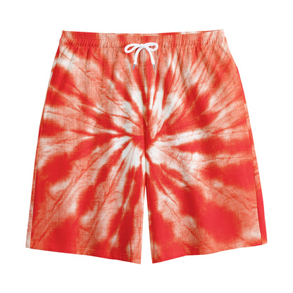 Orange Tie Dye Print Cotton Shorts