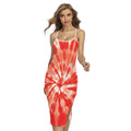 Orange Tie Dye Print Cross Back Cami Dress