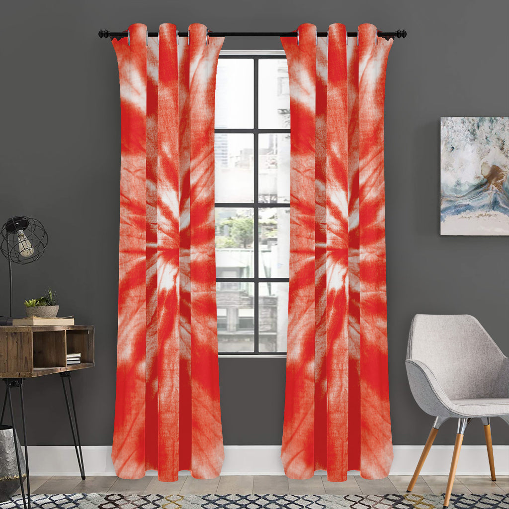 Orange Tie Dye Print Curtain