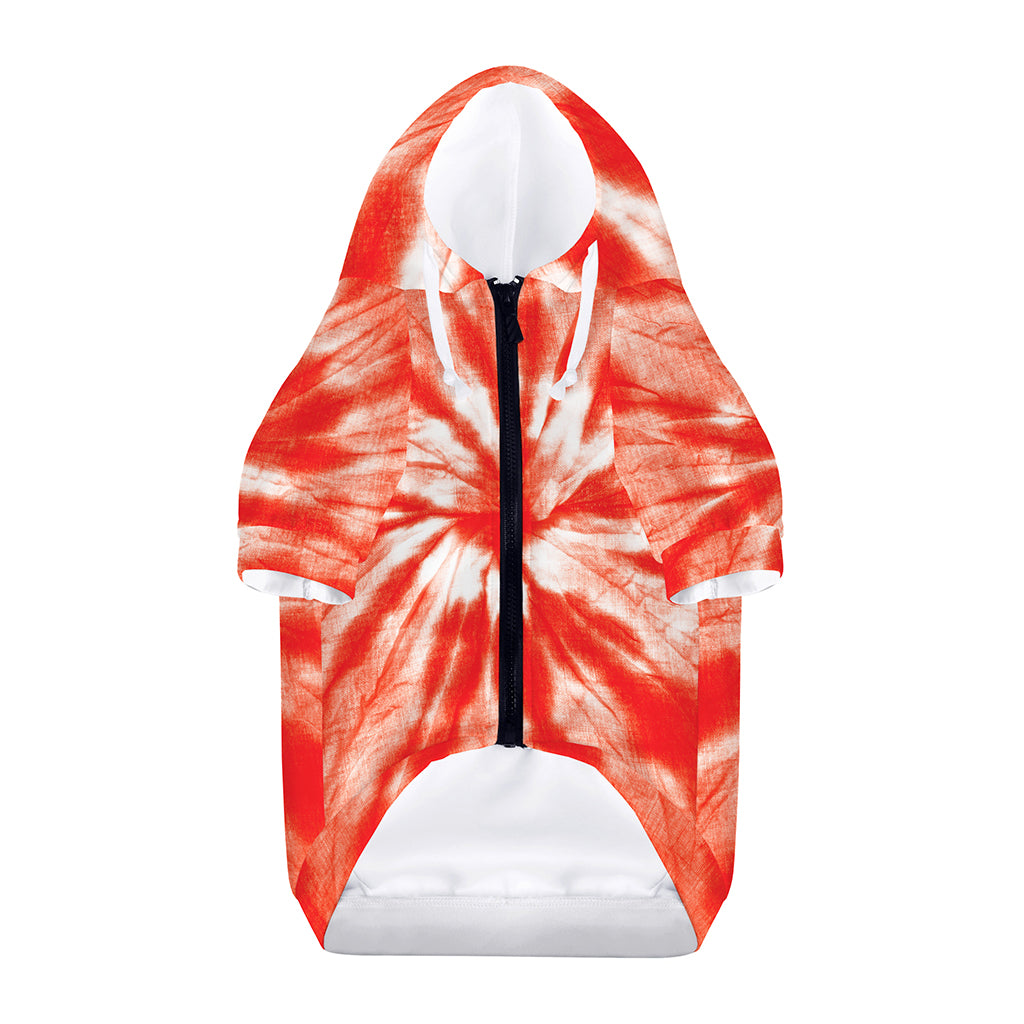 Orange Tie Dye Print Dog Zip Up Hoodie