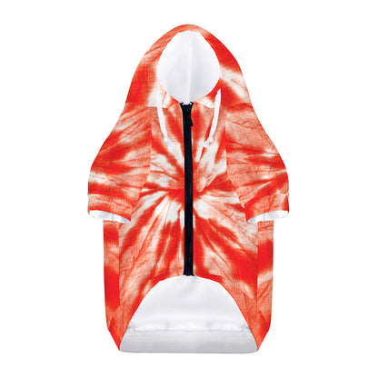Orange Tie Dye Print Dog Zip Up Hoodie
