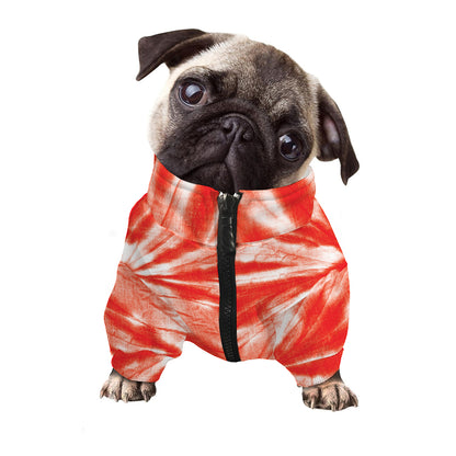 Orange Tie Dye Print Dog Zip Up Jacket