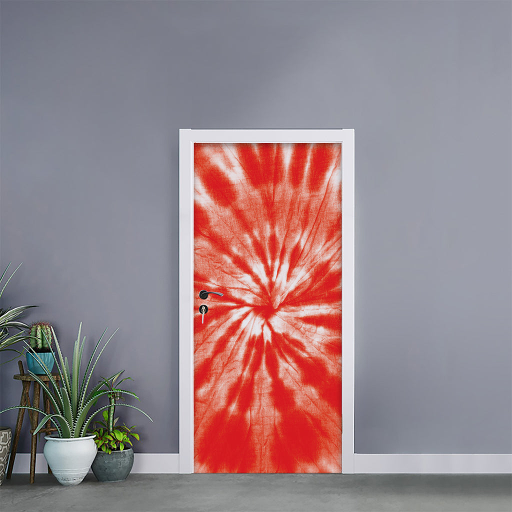 Orange Tie Dye Print Door Sticker