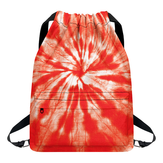 Orange Tie Dye Print Drawstring Backpack