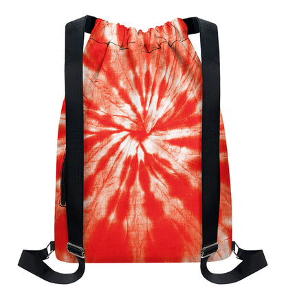 Orange Tie Dye Print Drawstring Backpack