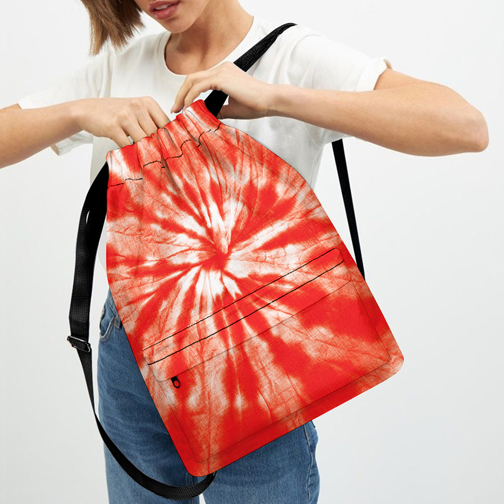 Orange Tie Dye Print Drawstring Backpack