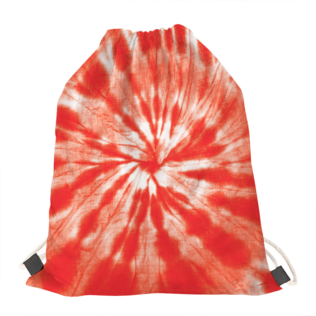 Orange Tie Dye Print Drawstring Bag