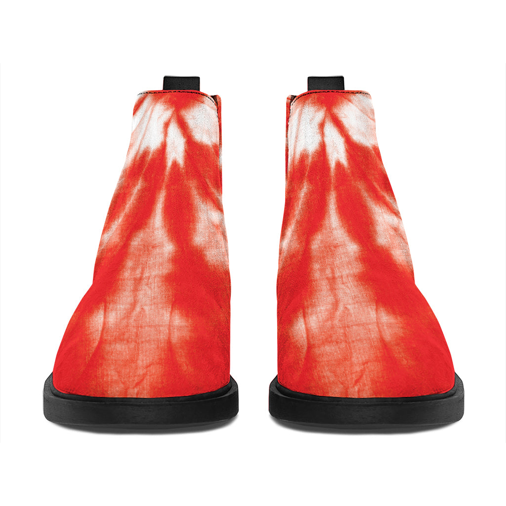Orange Tie Dye Print Flat Ankle Boots