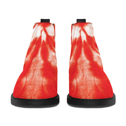 Orange Tie Dye Print Flat Ankle Boots
