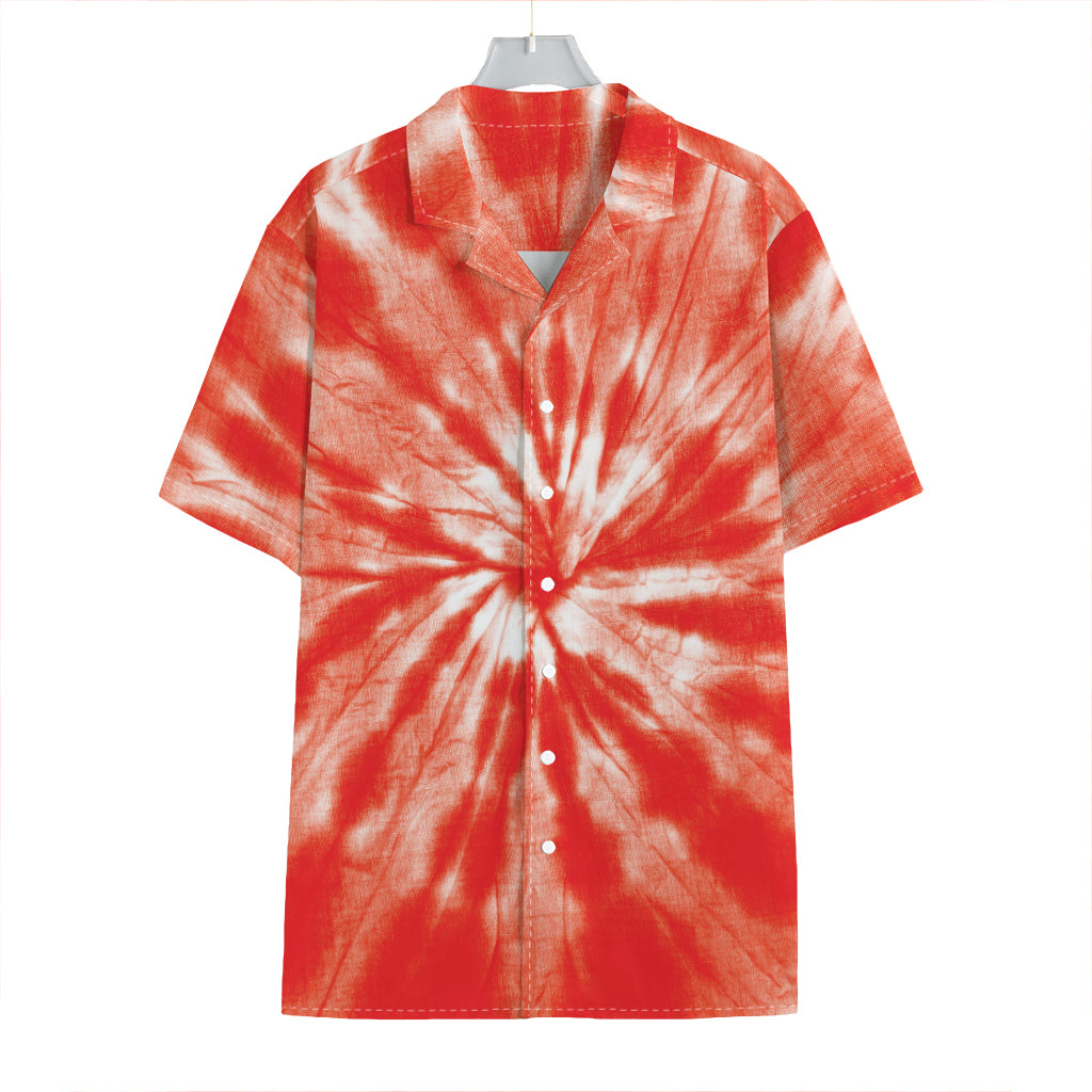 Orange Tie Dye Print Hawaiian Shirt
