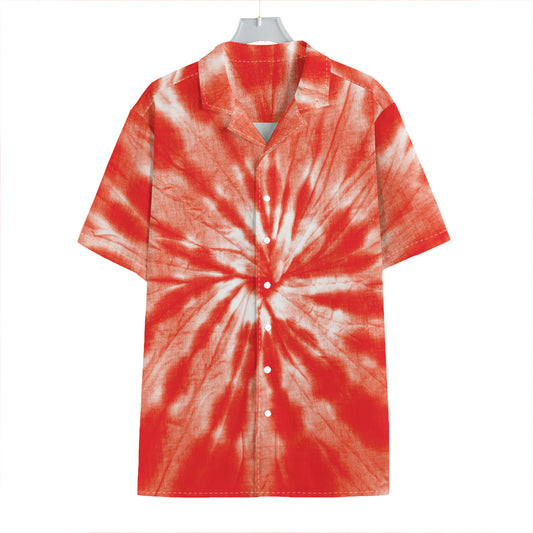 Orange Tie Dye Print Hawaiian Shirt