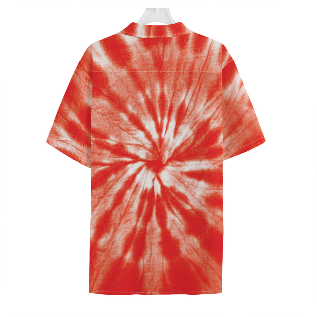 Orange Tie Dye Print Hawaiian Shirt