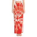 Orange Tie Dye Print High Slit Maxi Skirt