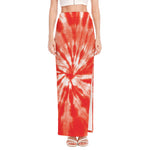 Orange Tie Dye Print High Slit Maxi Skirt