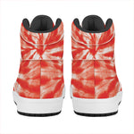 Orange Tie Dye Print High Top Leather Sneakers