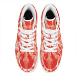 Orange Tie Dye Print High Top Leather Sneakers