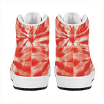 Orange Tie Dye Print High Top Leather Sneakers