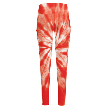 Orange Tie Dye Print High-Waisted Pocket Leggings