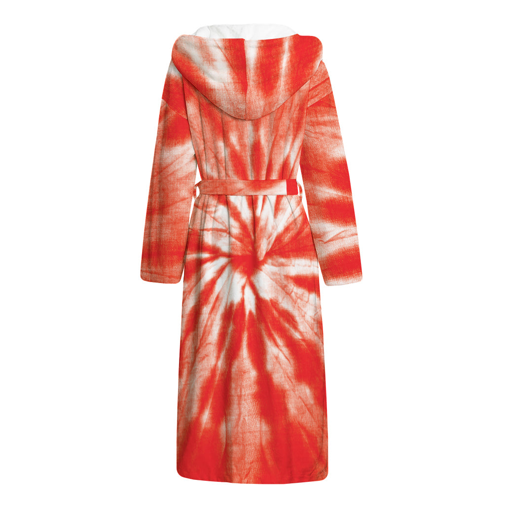 Orange Tie Dye Print Hooded Bathrobe