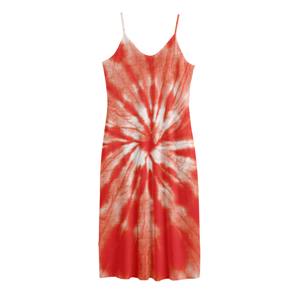 Orange Tie Dye Print Jersey Midi Cami Dress