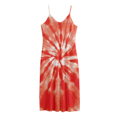Orange Tie Dye Print Jersey Midi Cami Dress