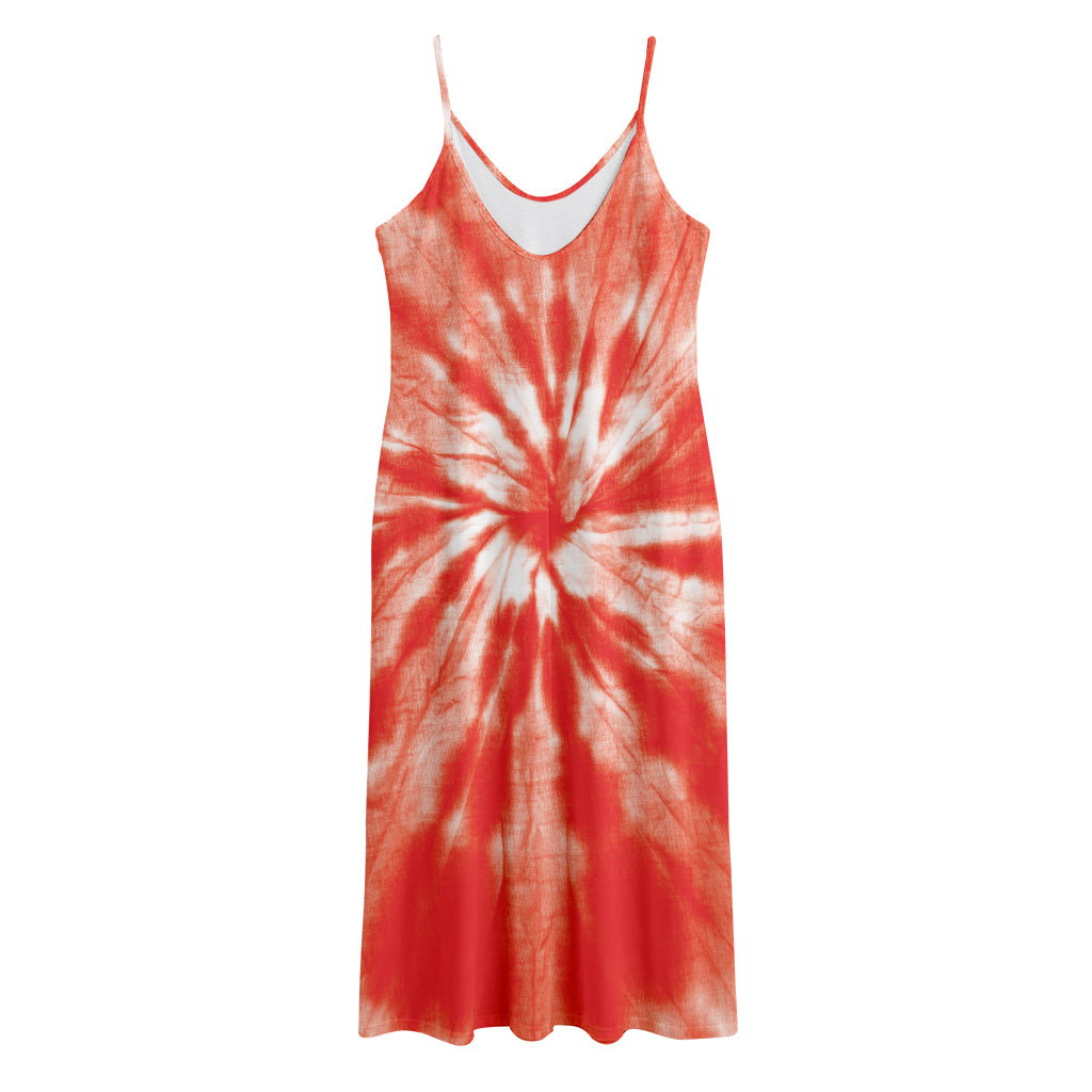 Orange Tie Dye Print Jersey Midi Cami Dress