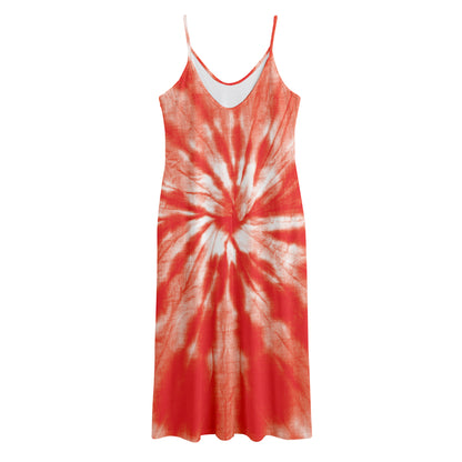 Orange Tie Dye Print Jersey Midi Cami Dress