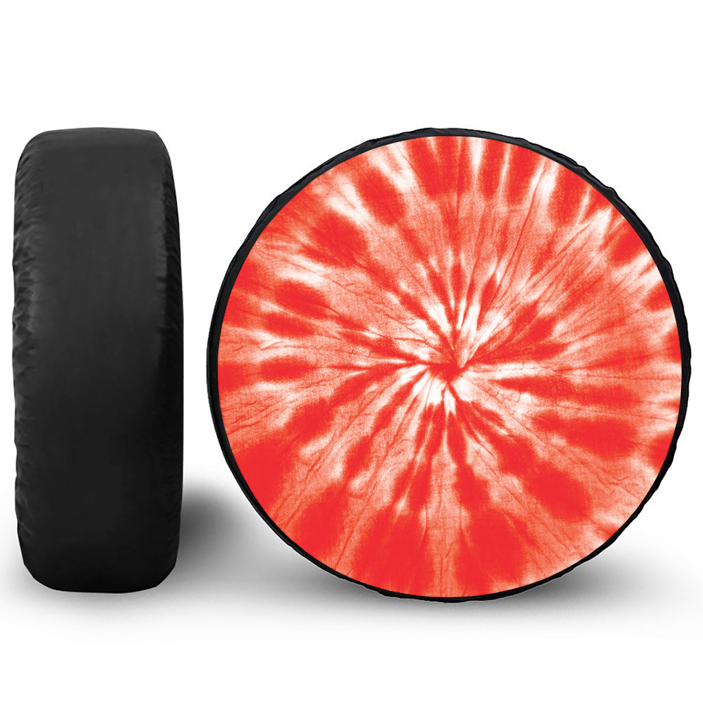 Orange Tie Dye Print Leather Spare Tire Cover
