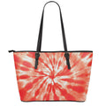 Orange Tie Dye Print Leather Tote Bag With Zipper