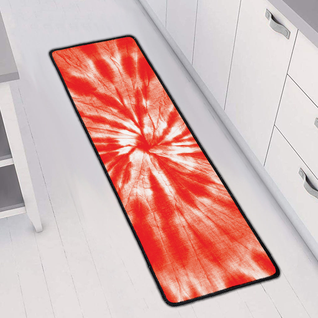 Orange Tie Dye Print Long Kitchen Mat