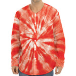 Orange Tie Dye Print Long Sleeve Baseball Jersey