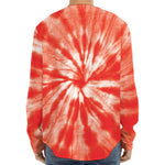 Orange Tie Dye Print Long Sleeve Baseball Jersey