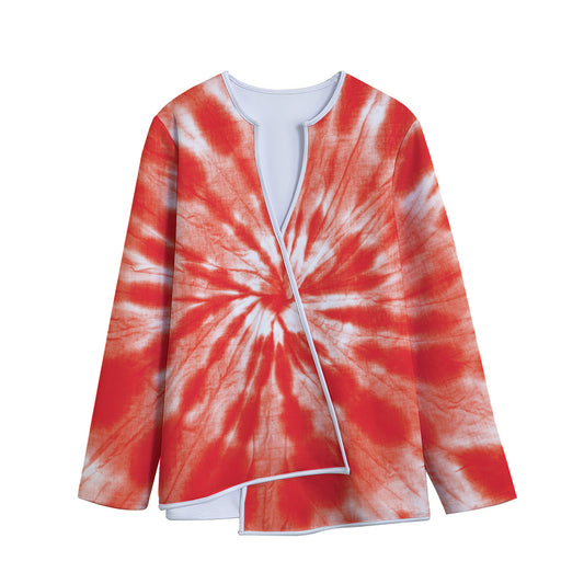Orange Tie Dye Print Long Sleeve Short Coat