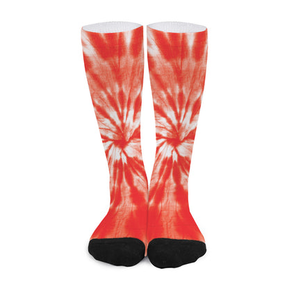 Orange Tie Dye Print Long Socks
