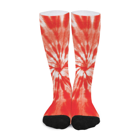 Orange Tie Dye Print Long Socks
