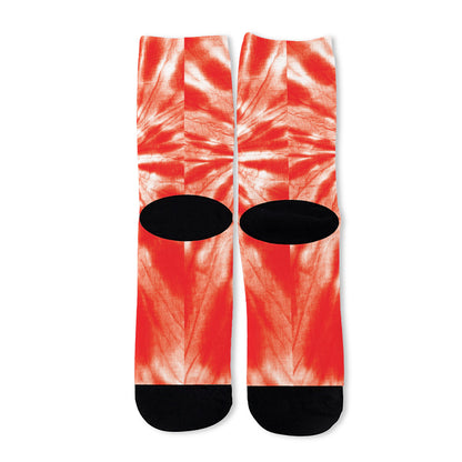 Orange Tie Dye Print Long Socks