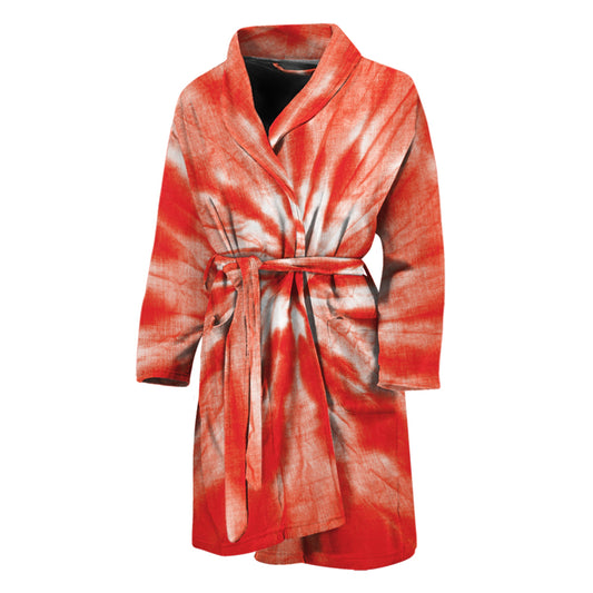 Orange Tie Dye Print Men's Bathrobe
