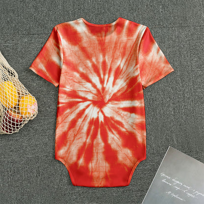 Orange Tie Dye Print Men's Bodysuit